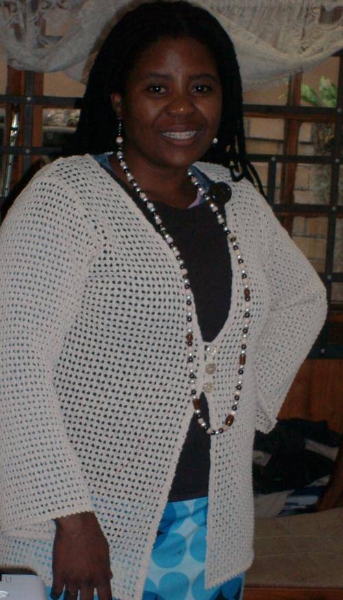 LARGE   36"  LACE JACKET WITH SEMI PRESCIOUS NECKLACE AND FREE MATCHING EARINGS