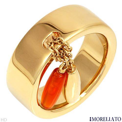 SIZE 7 5 GENUINE MORELLATO  0.50CTW CARNELIAN GOLD PLATED RING   USD VALUE 110.00