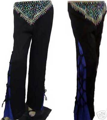 BLACK SEQUIN HAREM PANTS FOR BELLY DANCE SALSA SQUARE RETRO