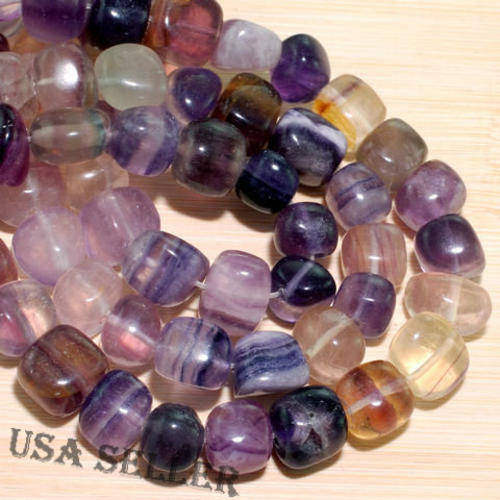 NATURAL PURPLE FLOURITE GEMSTONES BARREL   38 PIECES 15 INCHES