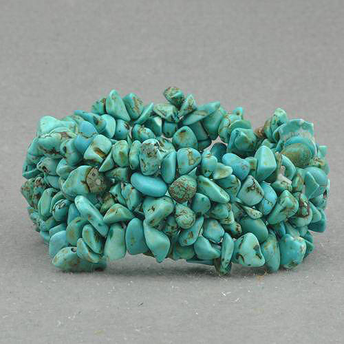 TURQUOISE GENUINE CHIP STRETCH BRACELET 8MM X 10MM