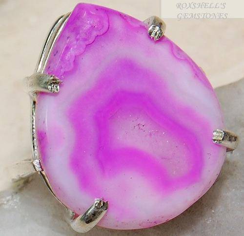 CRAZY LACE AGATE GEMSTONE STONE 3.4 INCH 925 STERLING SILVER RING SIZE 9