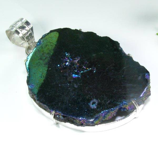 ***20% off ******NATURALLY DYED TITANIUM DRUZY SET IN 925 CASING 51MM X 42MM X 6MM