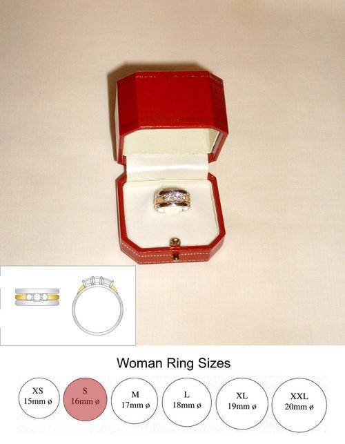 18kt T/T GOLD TRILOGY CLAW SET RING WITH SIDE BANDS