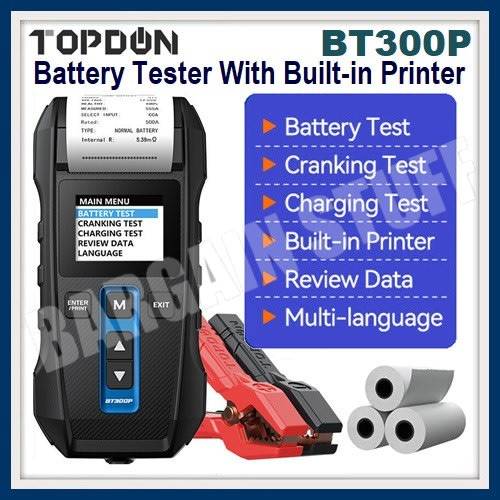 Topdon BT300P 12v Battery Tester With Built-in Printer