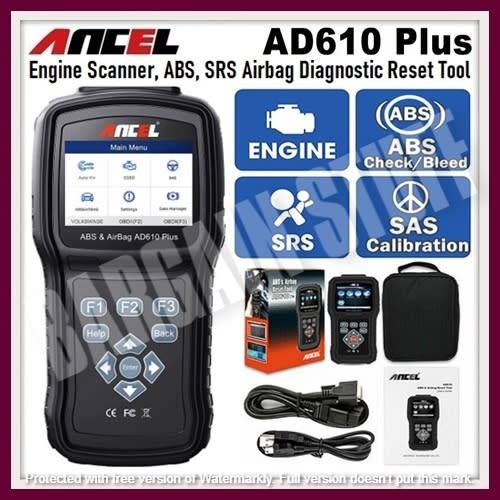 Ancel AD610Plus ABS & Airbag Reset Tool & OBDII Engine Scanner with SAS Calibration