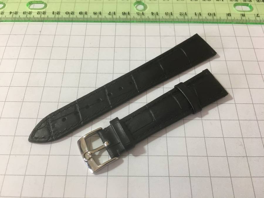 Omega 19mm black leather gents watch strap