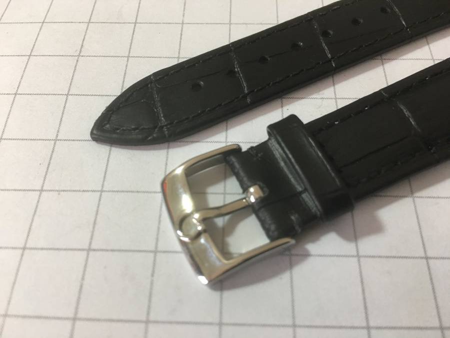 Omega 19mm black leather gents watch strap