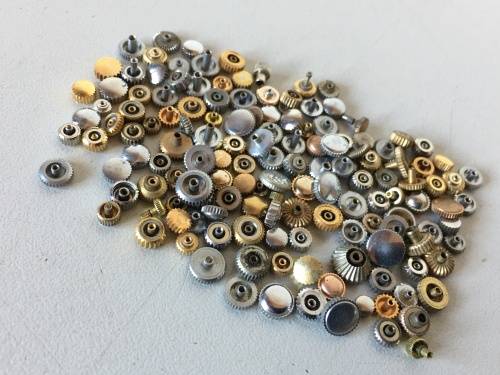 30 grams assorted used watch crowns - 150+ pieces