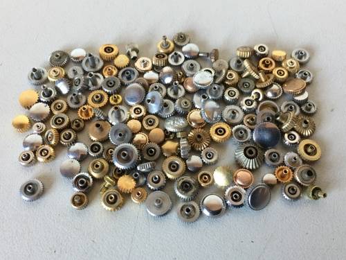 30 grams assorted used watch crowns - 150+ pieces