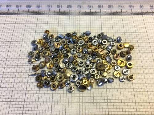 30 grams assorted used watch crowns - 120+ pieces - #11