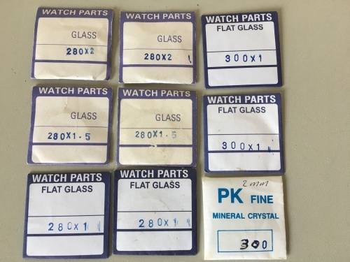 Flat mineral glass for wristwatch - 9 pieces