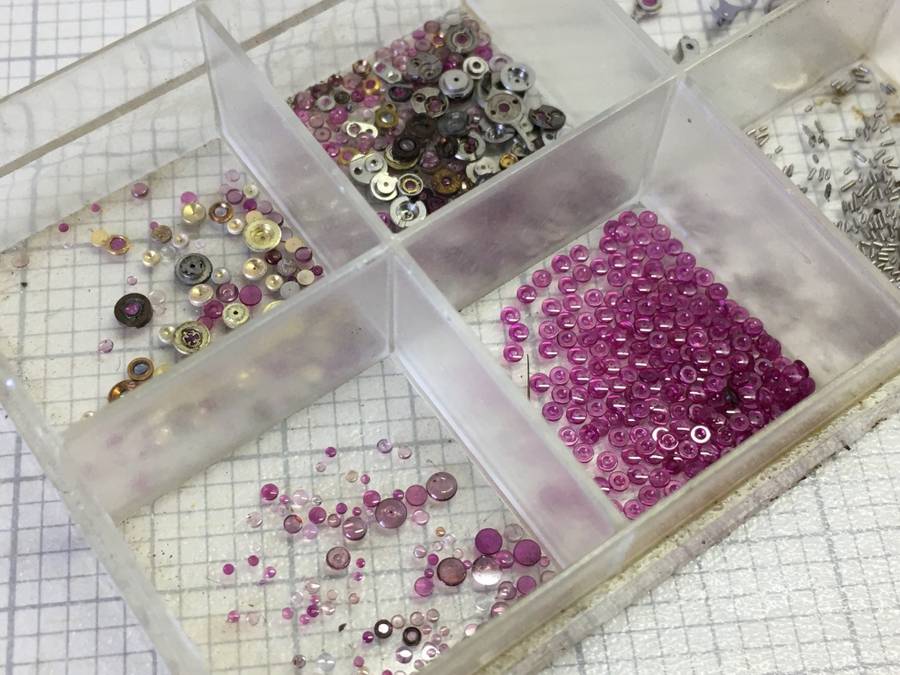 Watch parts - jewels, bushings, pallet forks, balance staffs
