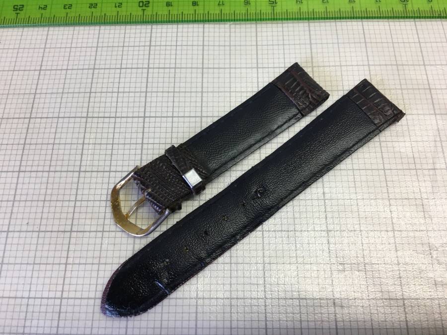 18mm dark brown leather watch strap