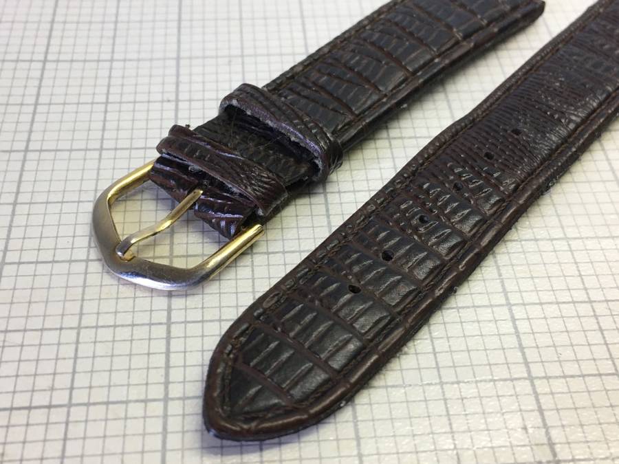 18mm dark brown leather watch strap