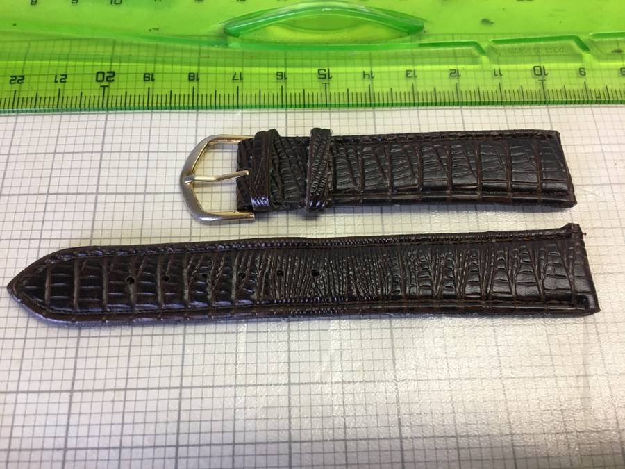18mm dark brown leather watch strap