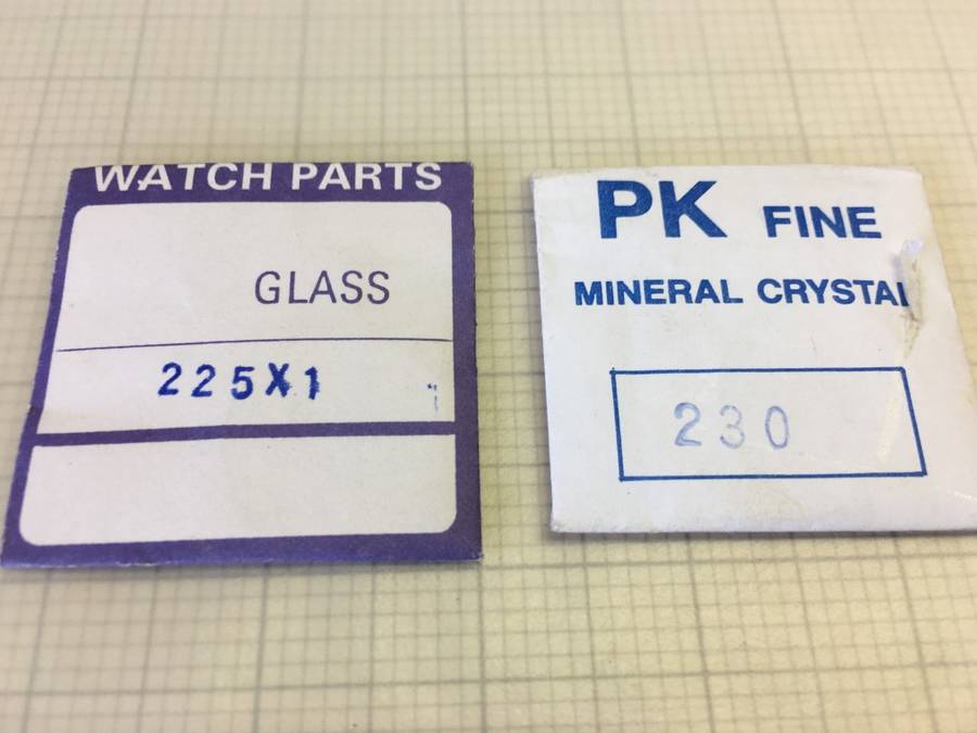 1mm flat watch glass - 2 pieces - 22.5 & 23mm