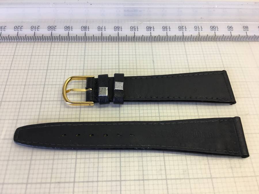 20mm black leather watch strap - 4