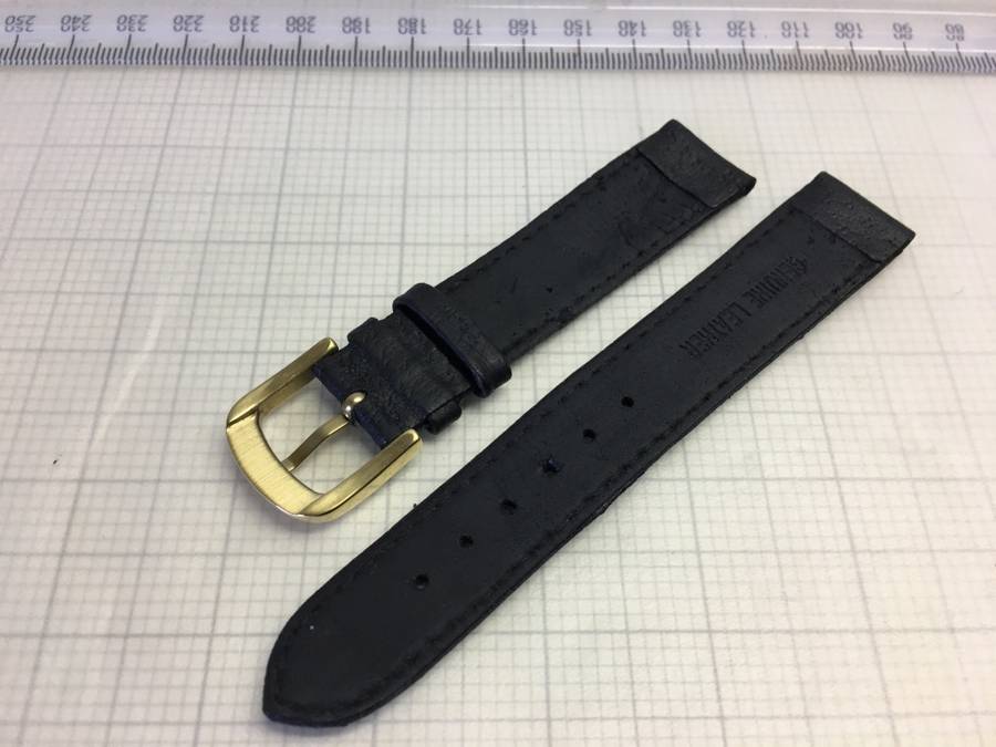 18mm black leather watch strap - Tissot buckle