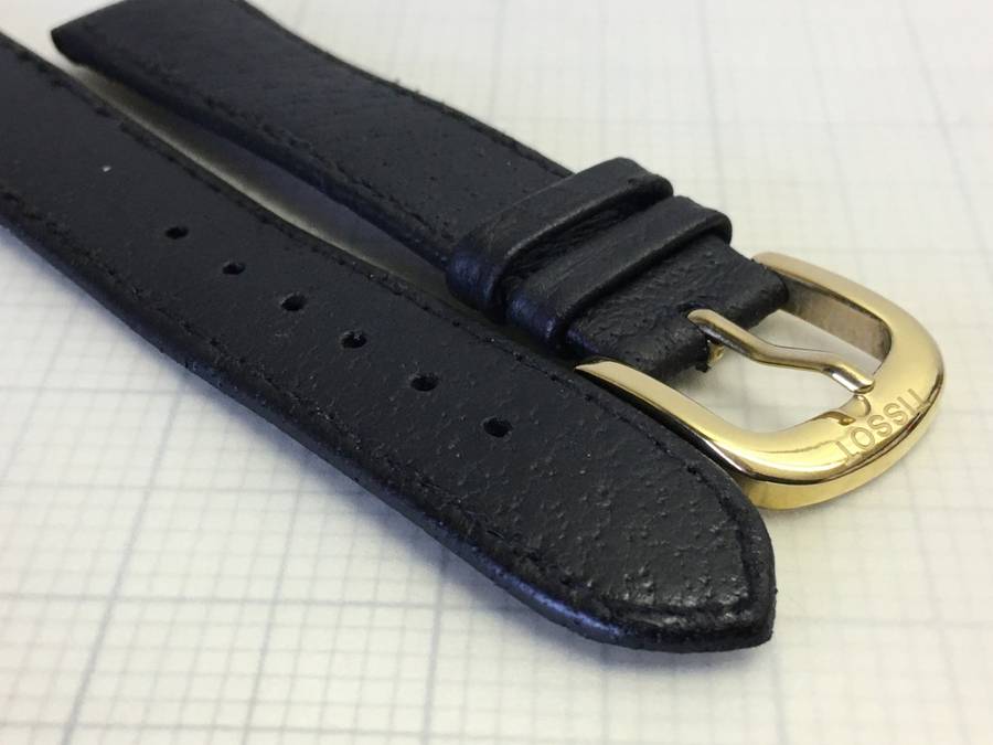 18mm black leather watch strap - Tissot buckle