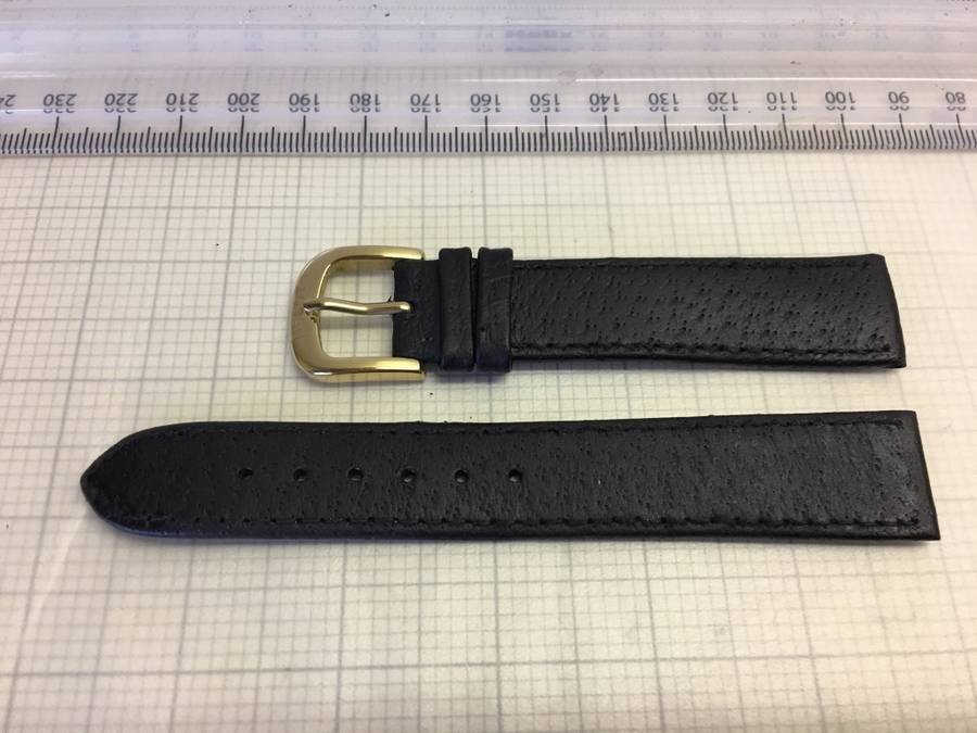 18mm black leather watch strap - Tissot buckle