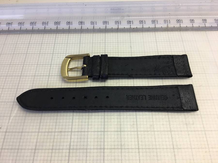 18mm black leather watch strap - Tissot buckle