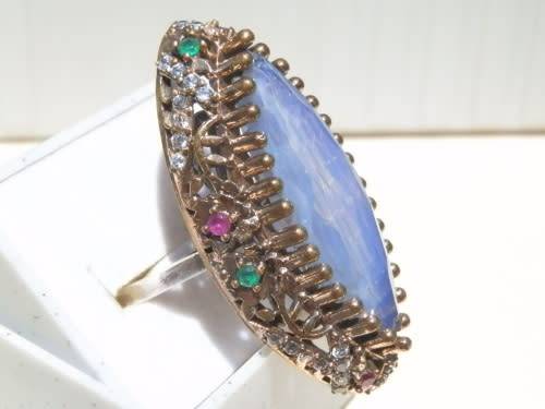 Sterling silver multi gem ring - weight 11.3 g