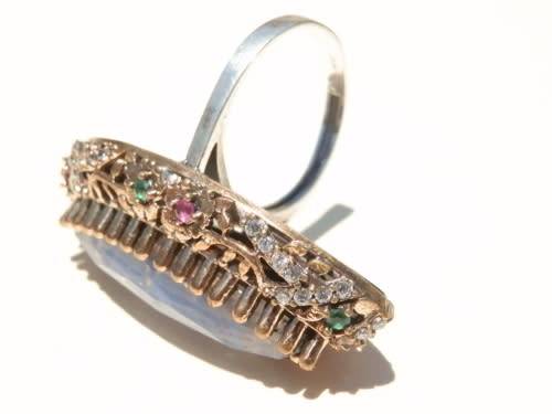 Sterling silver multi gem ring - weight 11.3 g