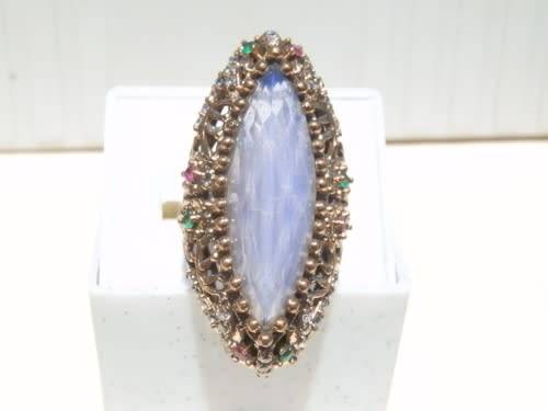 Sterling silver multi gem ring - weight 11.3 g