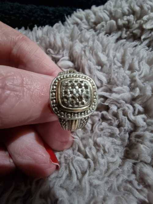 Silver and 9ct gold ring