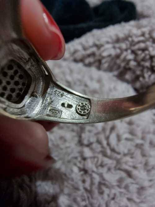 Silver and 9ct gold ring
