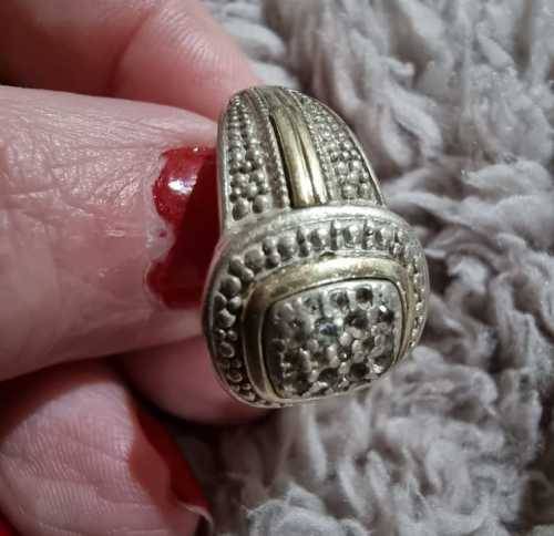 Silver and 9ct gold ring