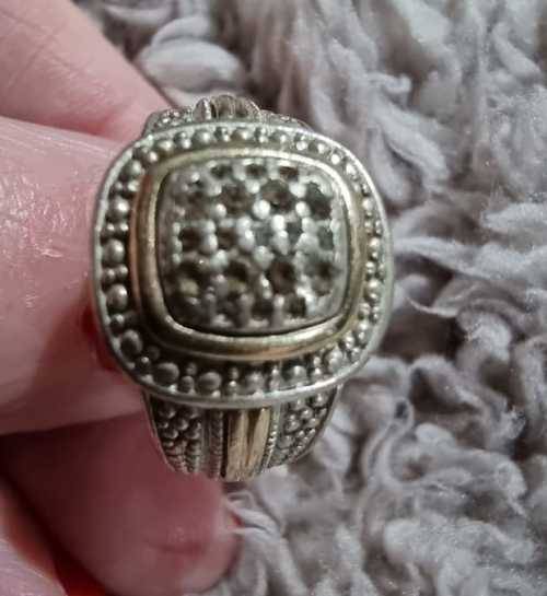 Silver and 9ct gold ring