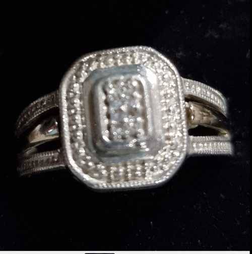 Silver and 9ct gold inlay ring