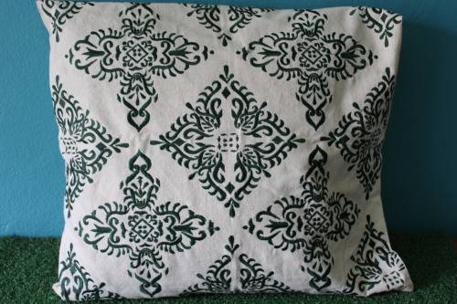 Vintage Dark Green Embroidered Pillow Case (49 x 49cm)