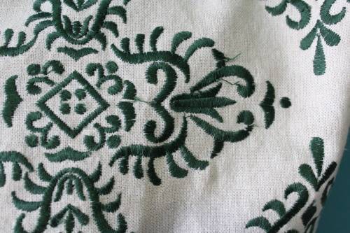 Vintage Dark Green Embroidered Pillow Case (49 x 49cm)