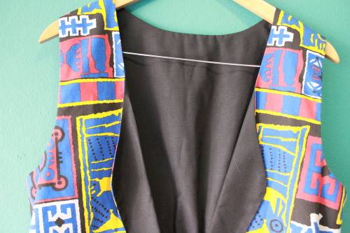 Vintage Aztec Print Funky Waist Coat (Large)