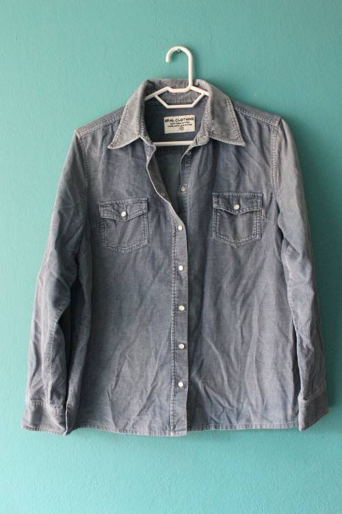 Vintage Blue Corduroy 90's Shirt (Medium)
