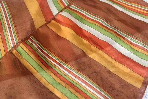 Vintage Semi Sheer Brown Striped Scarf (28 x 103cm)