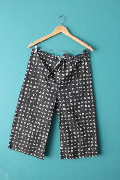 Chinese Print Boho Pants (Waist measures 38cm)