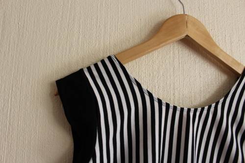 Vintage 90's Black and White Striped Body Suit (Medium / Large) Belted