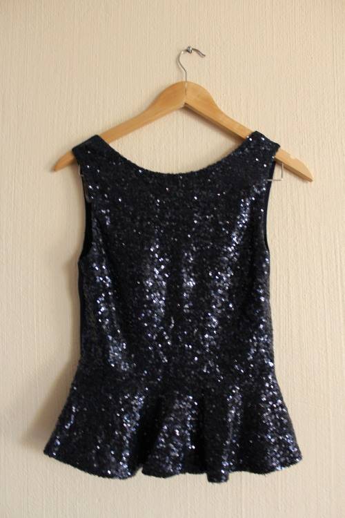 Blue Sequin "Lipsy London" Top (Size 10)