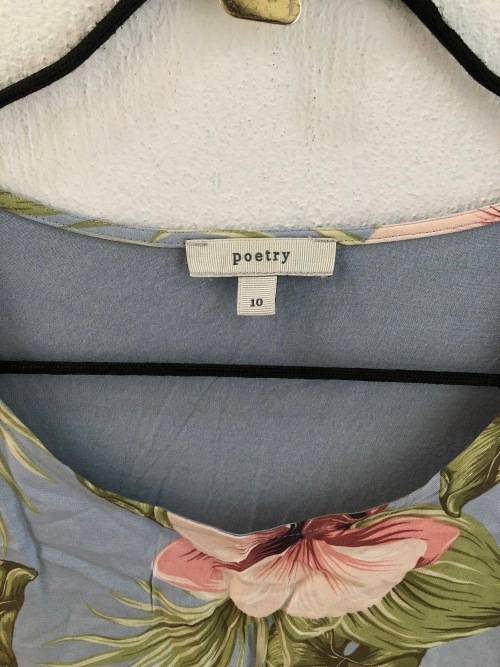 Blue and Pink Floral Shirt by Poetry (Size 10)