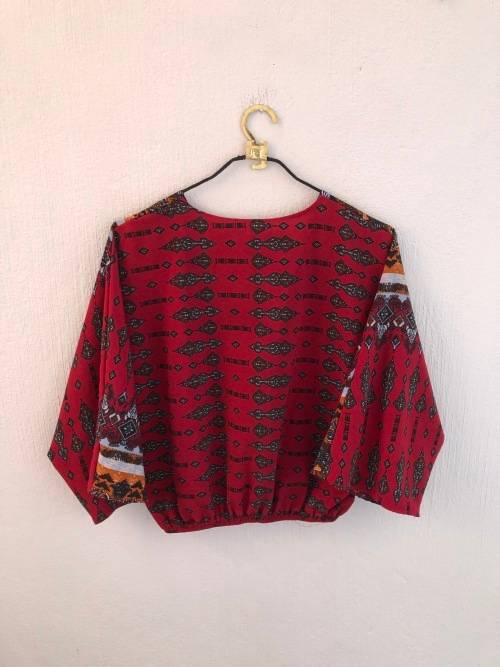Red Boho Batwing Top (Medium)