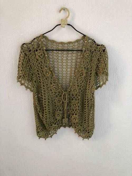 Green Crochet Top (Medium / Large)