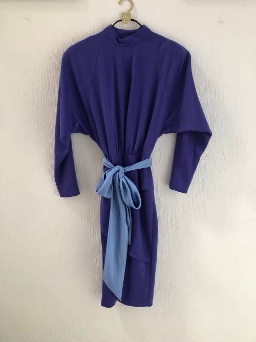 Purple Blue Vintage Dress (Size 36)