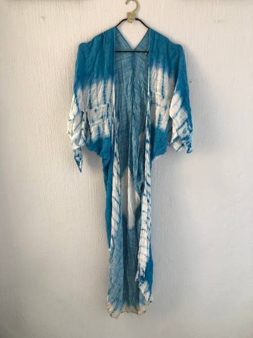 Blue and WhiteTie Dye Kimono (Free Size)
