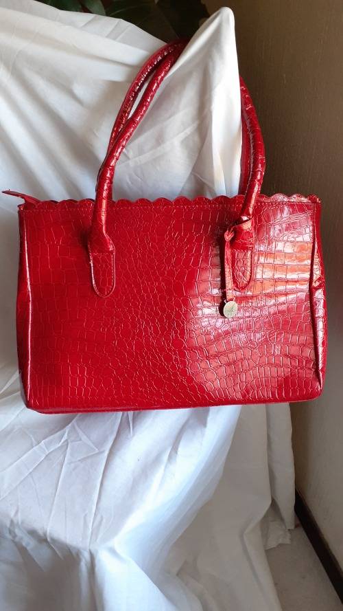 Red Faux Snakeskin Bag (26 x 39cm with a depth of 14cm)