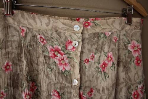 Beige and Pink Button Up Skirt (Large)