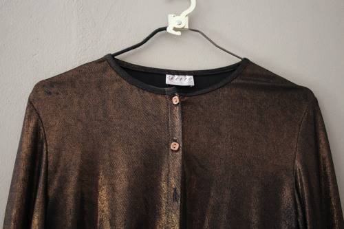 Vintage Brown Glittery Button Up Shirt (Size 14)